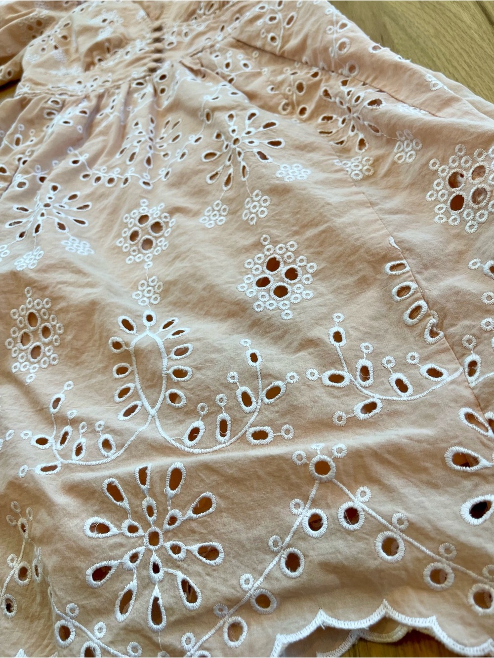 Chelsea28 Blush Eyelet Embroidered Mini Dress XXS Cottagecore Puff Sleeve - Picture 2 of 8
